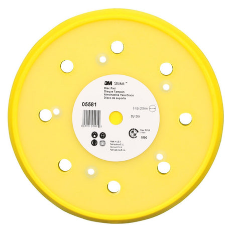 3M 05581 Stikit Abrasive Disc Back-up Pad, Dust Free, PSA, Yellow, 8 in (7100089474)