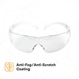 3M SF201AF SecureFit Safety Glasses, ANSI Z87, Anti Fog Plus Anti Scratch Clear Lens, Clear Frame, Flexible Temples (7100090435)  - (20Pack) - 4