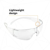 3M SF201AF SecureFit Safety Glasses, ANSI Z87, Anti Fog Plus Anti Scratch Clear Lens, Clear Frame, Flexible Temples (7100090435)  - (20Pack) - 5