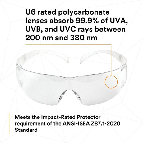 3M SF201AF SecureFit Safety Glasses, ANSI Z87, Anti Fog Plus Anti Scratch Clear Lens, Clear Frame, Flexible Temples (7100090435)  - (20Pack) - 7
