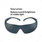 3M SF202AFP SecureFit Safety Glasses, Anti-Fog Plus Anti-Scratch, Gray Lens, Gray Frame (7100090616) (400 Pack) - 4