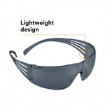 3M SF202AFP SecureFit Safety Glasses, Anti-Fog Plus Anti-Scratch, Gray Lens, Gray Frame (7100090616) (400 Pack) - 7