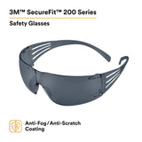 3M SF202AFP SecureFit Safety Glasses, Anti-Fog Plus Anti-Scratch, Gray Lens, Gray Frame (7100090616) (400 Pack) - 10