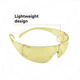 3M SF203AFP SecureFit Safety Glasses, Anti-Fog Plus Anti-Scratch, Amber Lens, Amber Frame, Flexible Temples (7100090617)  - (20 Pack) - 3