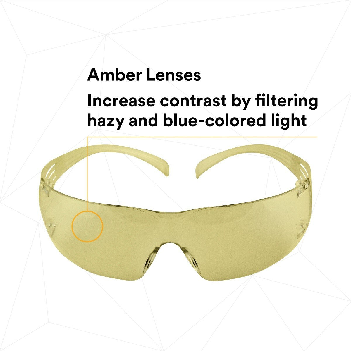 3M SF203AFP SecureFit Safety Glasses, Anti-Fog Plus Anti-Scratch, Amber Lens, Amber Frame, Flexible Temples (7100090617)  - (20 Pack) - 7