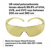 3M SF203AFP SecureFit Safety Glasses, Anti-Fog Plus Anti-Scratch, Amber Lens, Amber Frame, Flexible Temples (7100090617)  - (20 Pack) - 8