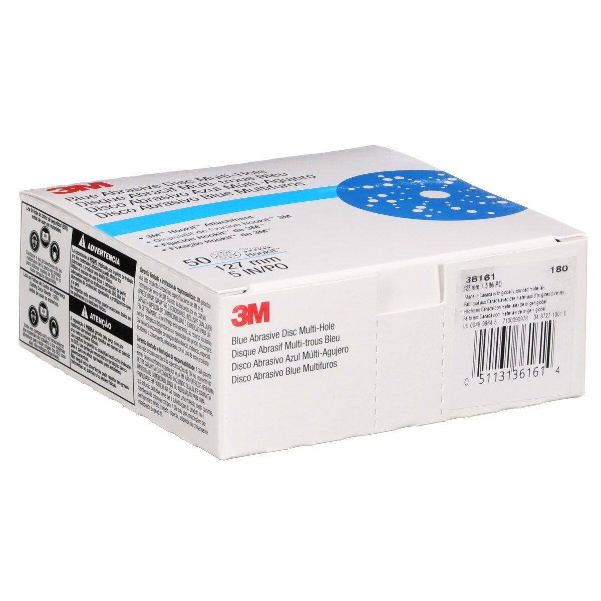 3M 321U 36161 Hookit Blue Abrasive Disc, Multi-hole, 5 in, 180 Grit (7100090978) (200 Pack) - 8