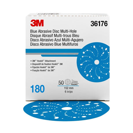 3M 321U 36176 Hookit Blue Abrasive Disc, Multi-Hole, 6 in, 180 Grade (7100091094) (200 Pack) - 7