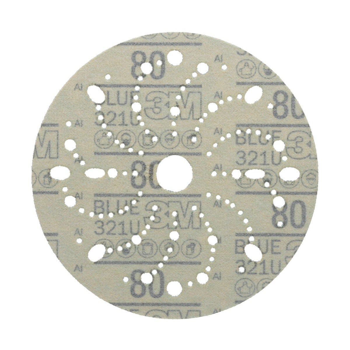 3M 321U 36172 Hookit Blue Abrasive Disc, Multi-Hole, 6 in, 80 Grade (7100091244) (200 Pack) - 2