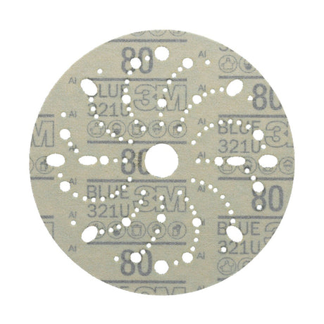 3M 321U 36172 Hookit Blue Abrasive Disc, Multi-Hole, 6 in, 80 Grade (7100091244) (200 Pack) - 2