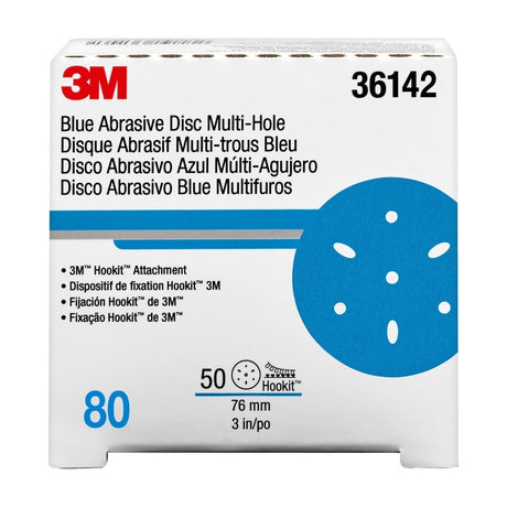 3M 321U 36142 Hookit Blue Abrasive Disc, Multi-hole, 3 in, 80 Grit (7100091341) (200 Pack) - 3