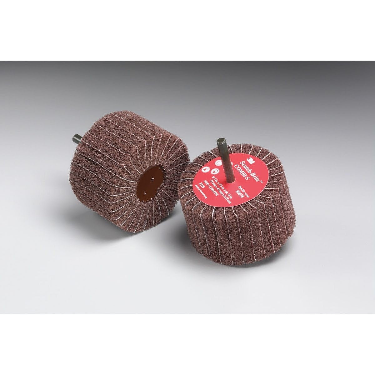 3M Scotch-Brite Combi-S Wheel, X-Weight, Aluminum Oxide, P120, Maroon, 3 in x 1-3/4 in, 1/4 in Shank, 8000 rpm (7100093994) (10 Pack) - 2