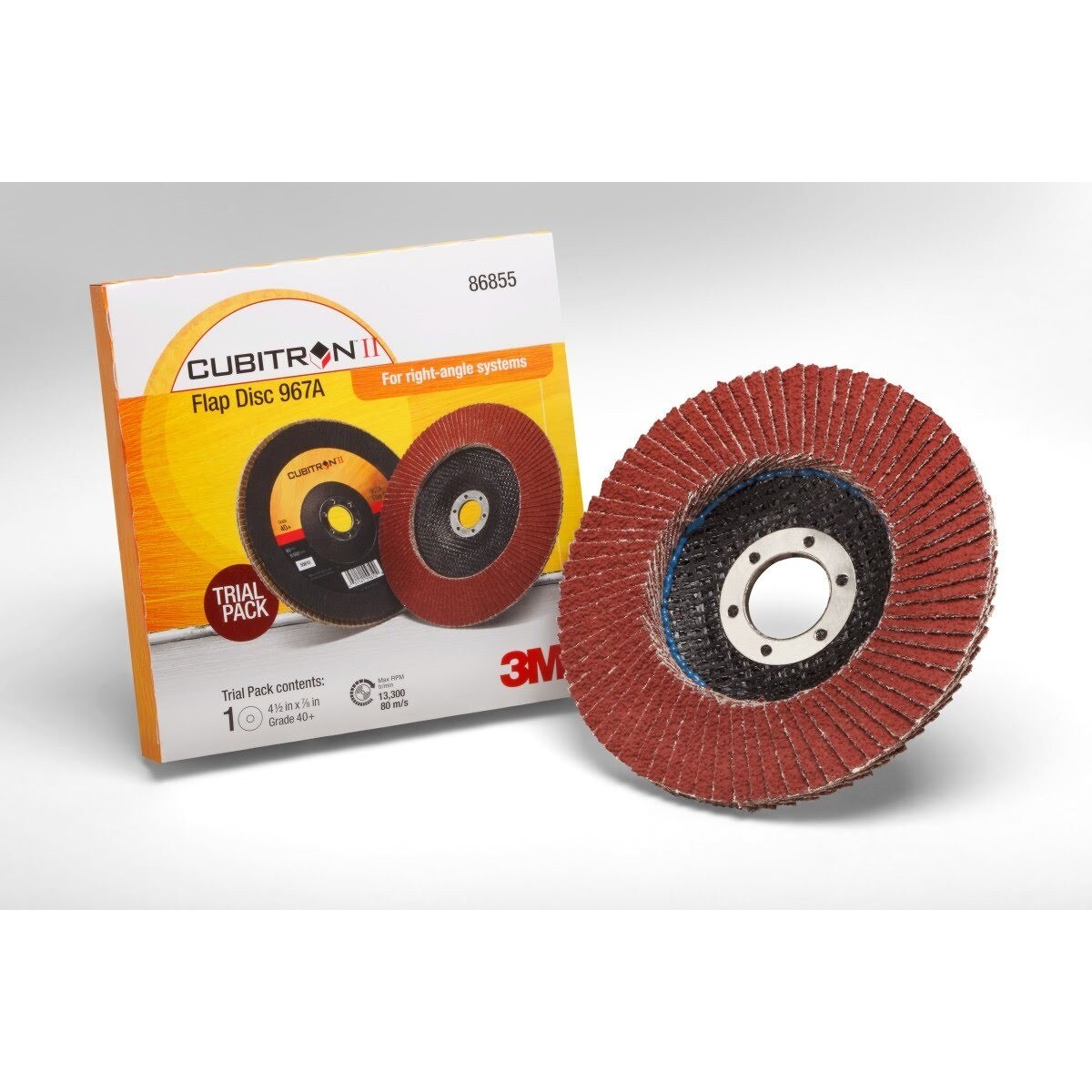 3M 967A Cubitron II Flap Disc, T27, 40+, Maroon, 4-1/2 in x 7/8 in, Medium Pressure Applications (7100094358)  - (10Pack) - 4