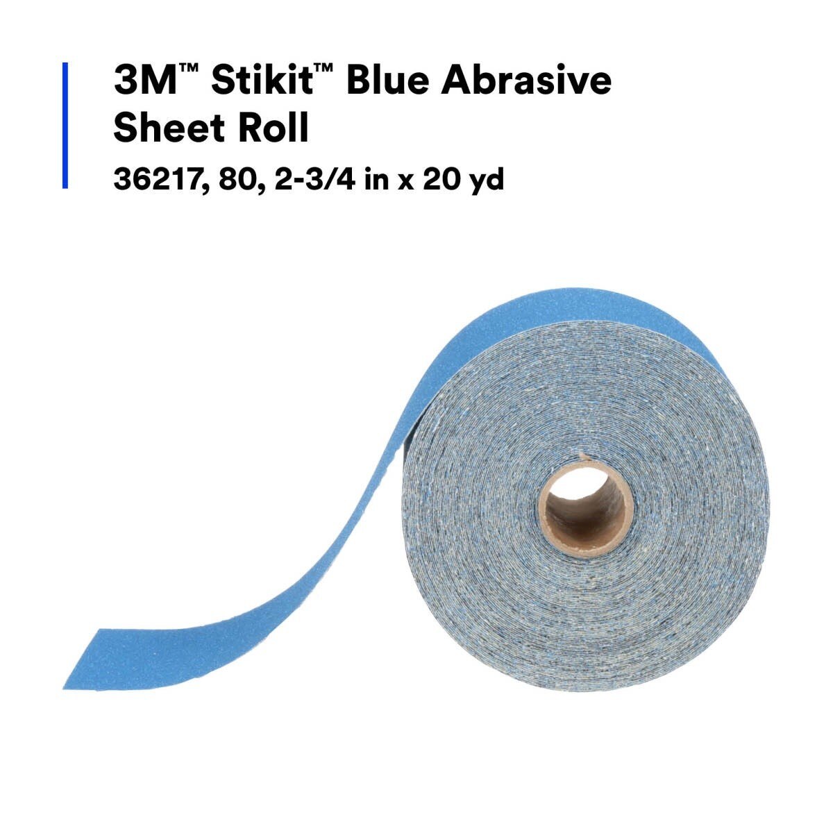 3M 321U Blue Abrasive Stikit Sheet Roll, 80 Grit, No Hole, 2.75 in x 20 yd (36217) (7100098207)  - (5Pack) - 5