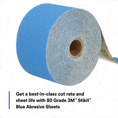 3M 321U 36217 Stikit Blue Abrasive Sheet Roll, 80 Grit, No Hole, 2-3/4 in x 20 yd (7100098207) - 6