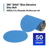 3M 321U 36202 Stikit Blue Abrasive Disc Roll, No Hole, 6 in, 80 Grit (7100098232) (250 Pack) - 8