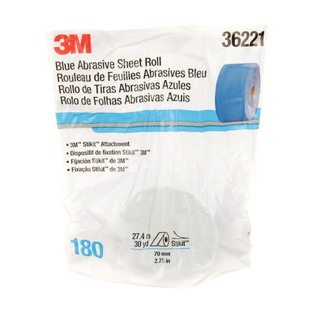3M 321U Stikit Blue Abrasive Sheet Roll, No Hole, 180 Grade, 2-3/4 in x 30 yd (36221) (7100098556)  - (5Pack) - 5