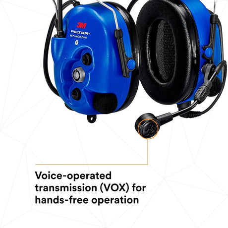 3M MT73H7P3E4D10NA-50 PELTOR WS LiteCom PRO III Headset, Intrinsically Safe, Hard Hat Attached, Professional Grade Durability, Wireless Two-Way Communication Radio, Bluetooth, Boom Microphone, Blue, (7100099785) - 6