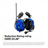 3M MT73H7P3E4D10NA-50 PELTOR WS LiteCom PRO III Headset, Intrinsically Safe, Hard Hat Attached, Professional Grade Durability, Wireless Two-Way Communication Radio, Bluetooth, Boom Microphone, Blue, (7100099785) - 10