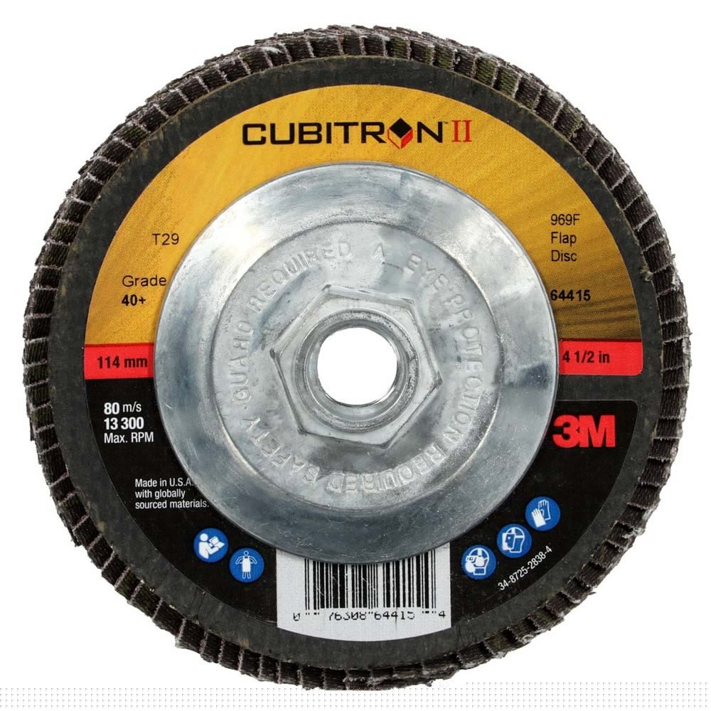 3M 969F Cubitron II Flap Disc , 40+, T29 Quick Change, 4-1/2 in x 5/8"-11, Giant (7100104604)