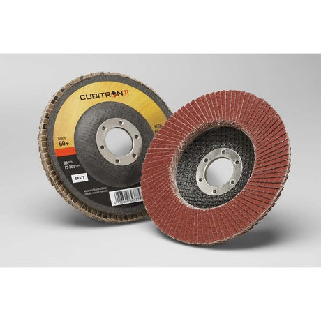 3M 969F Cubitron II Flap Disc , 80+, T29 Quick Change, 4-1/2 in x 5/8-11 (7100104615) (10 Pack) - 4
