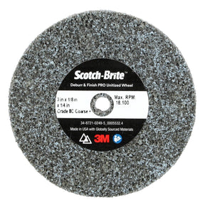 3M DP-UW Scotch-Brite Deburr & Finish PRO Unitized Wheel, 8C Coarse+, 3 in x 1/8 in x 1/4 in (7100105326) (40 Pack)