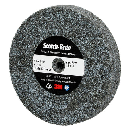 3M DP-UW Scotch-Brite Deburr & Finish PRO Unitized Wheel, 8C Coarse+, 3 in x 1/2 in x 1/4 in (7100105530) (20 Pack) - 2