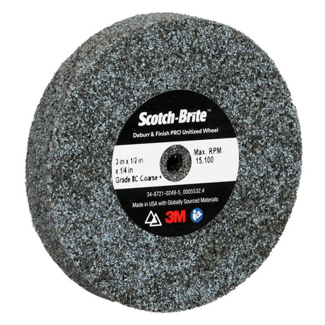 3M DP-UW Scotch-Brite Deburr & Finish PRO Unitized Wheel, 8C Coarse+, 3 in x 1/2 in x 1/4 in (7100105530) (20 Pack) - 3