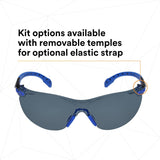 3M S1102SGAF-KT Solus 1000-Series Safety Glasses Kit with Foam Gasket and Elastic Strap, Gray Anti-Fog Lens, Blue Black Frame (7100105846)  - (20 Pack) - 4
