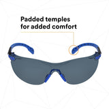 3M S1102SGAF-KT Solus 1000-Series Safety Glasses Kit with Foam Gasket and Elastic Strap, Gray Anti-Fog Lens, Blue Black Frame (7100105846)  - (20 Pack) - 5