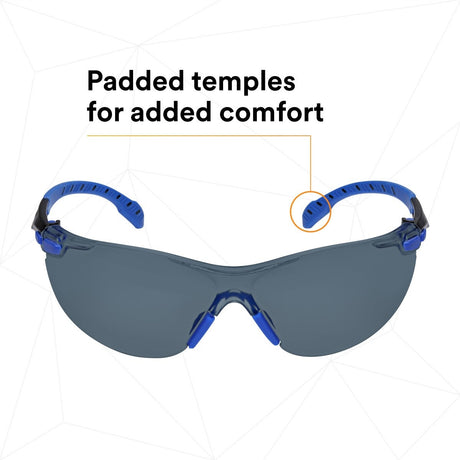 3M S1102SGAF-KT Solus 1000-Series Safety Glasses Kit with Foam Gasket and Elastic Strap, Gray Anti-Fog Lens, Blue Black Frame (7100105846)  - (20 Pack) - 5