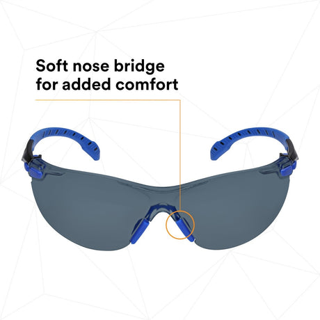 3M S1102SGAF-KT Solus 1000-Series Safety Glasses Kit with Foam Gasket and Elastic Strap, Gray Anti-Fog Lens, Blue Black Frame (7100105846)  - (20 Pack) - 6