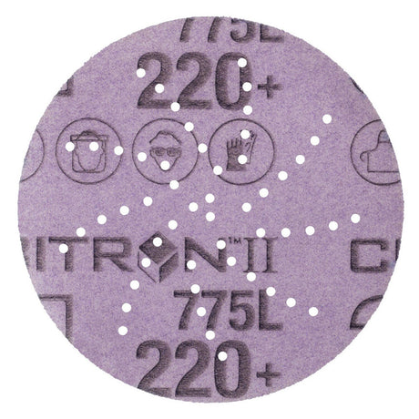 3M 775L Cubitron II Hookit Film Disc, 220+, Purple, 3 in, 300DS, 53-Hole (7100106716) (250 Pack)