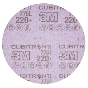 3M 775L Cubitron II Hookit Film Disc, Precision Shaped Ceramic, 220+ Grit, Purple, 3 in, 3 mil, 300V (7100106766) (250 Pack)