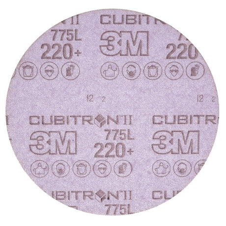 3M 775L Cubitron II Hookit Film Disc, Precision Shaped Ceramic, 220+ Grit, Purple, 3 in, 3 mil, 300V (7100106766) (250 Pack)