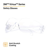 3M 62099 Virtua Safety Glasses Clear Hard Coat Lens Clear Frame Anti-Scratch Wraparound Lightweight (7100109223) (1 Pair)  - (20Pack) - 4