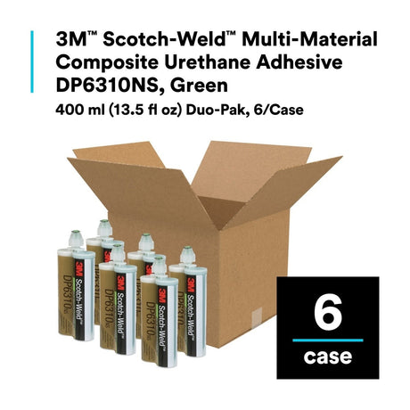3M DP6310NS Scotch-Weld Multi-Material Composite Urethane Adhesive, Green, 400 mL Duo-Pak (7100109830)  - (6Pack) - 9