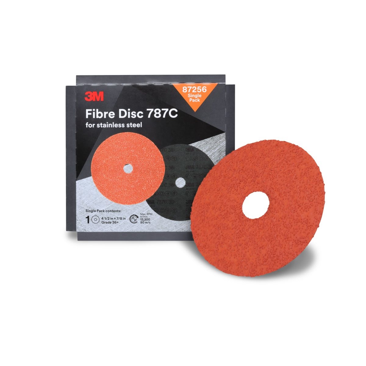 3M 787C Fibre Disc Center Hole Precision Shaped Ceramic 36+ Orange 4-1/2 in x 7/8 in (7100109879)  - (1000Pack)