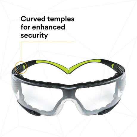 3M SF401AF-FM SecureFit 400 Safety Glasses, Clear Anti-Fog Anti-Scratch Polycarbonate Lens, Green/Black Frame, Foam Gasket, Z87 UV Protection (7100112131) (1 Pair)  - (20Pack) - 5