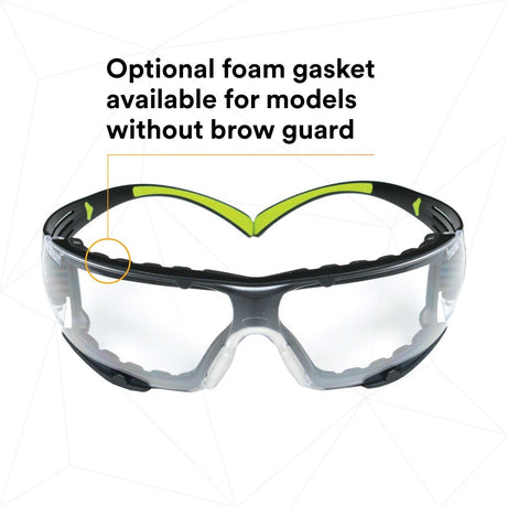 3M SF401AF-FM SecureFit 400 Safety Glasses, Clear Anti-Fog Anti-Scratch Polycarbonate Lens, Green/Black Frame, Foam Gasket, Z87 UV Protection (7100112131) (1 Pair)  - (20Pack) - 6