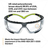 3M SF401AF-FM SecureFit 400 Safety Glasses, Clear Anti-Fog Anti-Scratch Polycarbonate Lens, Green/Black Frame, Foam Gasket, Z87 UV Protection (7100112131) (1 Pair)  - (20Pack) - 7