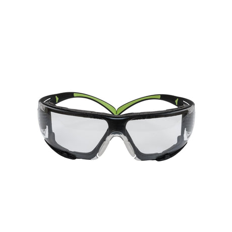 3M SF410AS-FM SecureFit Safety Glasses, Indoor/Outdoor Mirror Anti-Scratch Lens, Green/Black Frame, Removable Foam Gasket, ANSI Z87 UV Protection (7100112223)  - (20Pack)