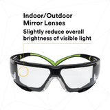 3M SF410AS-FM SecureFit Safety Glasses, Indoor/Outdoor Mirror Anti-Scratch Lens, Green/Black Frame, Removable Foam Gasket, ANSI Z87 UV Protection (7100112223)  - (20Pack) - 5
