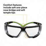 3M SF410AS-FM SecureFit Safety Glasses, Indoor/Outdoor Mirror Anti-Scratch Lens, Green/Black Frame, Removable Foam Gasket, ANSI Z87 UV Protection (7100112223)  - (20Pack) - 7