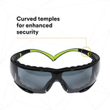 3M SecureFit Safety Glasses, Z87 Plus Anti-Fog Anti-Scratch Gray Lens, Green Black Frame, Removable Foam Gasket, Polycarbonate, UV Protection (SF402AF-FM) (7100112244)  - (20Pack) - 5