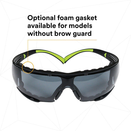 3M SecureFit Safety Glasses, Z87 Plus Anti-Fog Anti-Scratch Gray Lens, Green Black Frame, Removable Foam Gasket, Polycarbonate, UV Protection (SF402AF-FM) (7100112244)  - (20Pack) - 6
