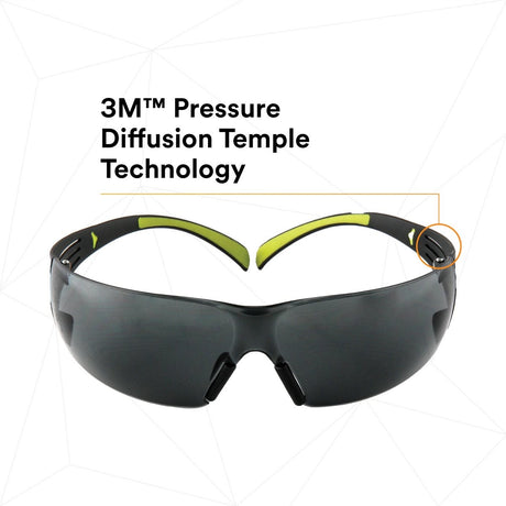 3M SF402AF SecureFit 400 Series Safety Glasses, Anti Fog Anti Scratch, Gray Lens, Black Green Frame (7100112433)  - (20Pack) - 4