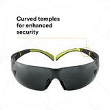 3M SF402AF SecureFit 400 Series Safety Glasses, Anti Fog Anti Scratch, Gray Lens, Black Green Frame (7100112433)  - (20Pack) - 5
