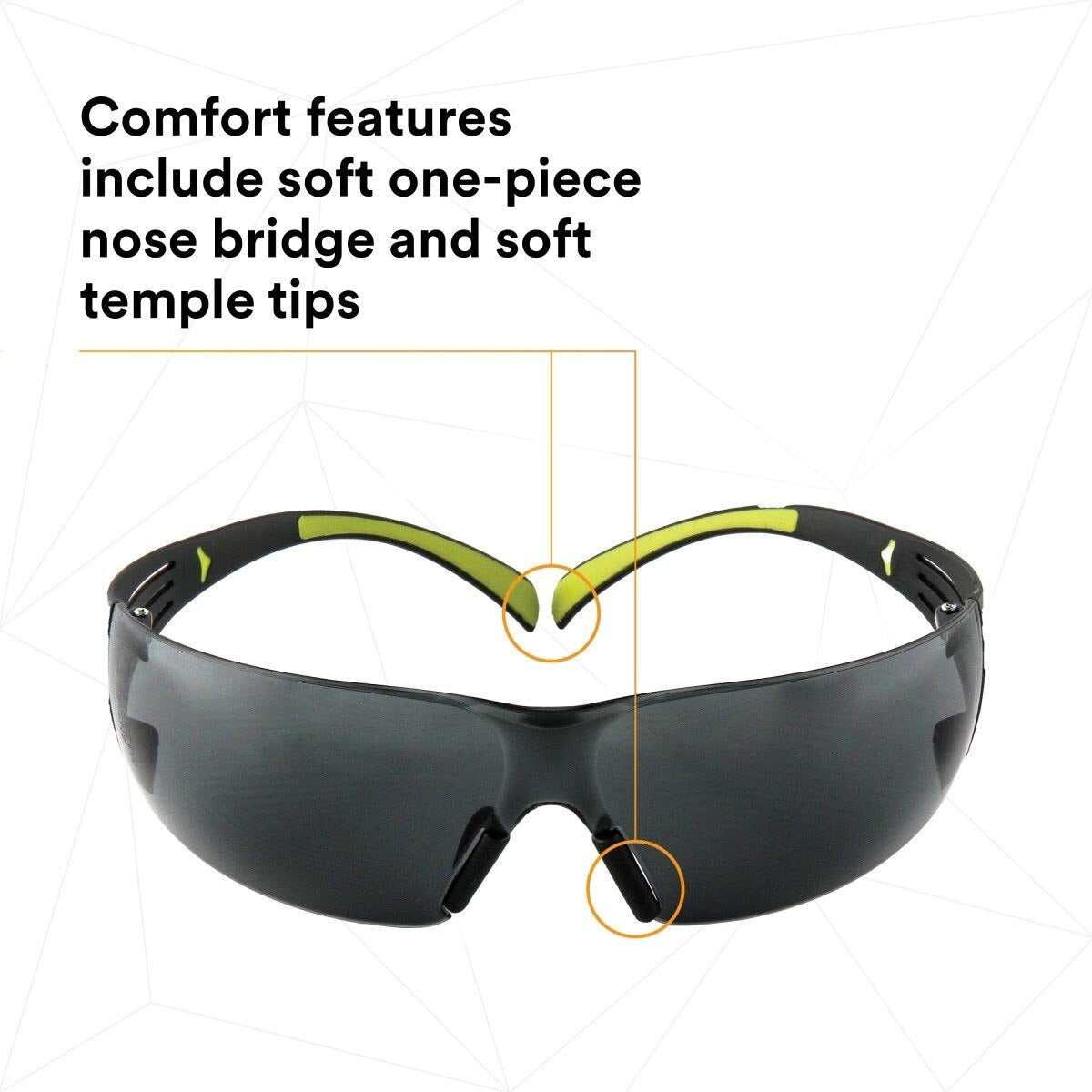 3M SF402AF SecureFit 400 Series Safety Glasses, Anti Fog Anti Scratch, Gray Lens, Black Green Frame (7100112433)  - (20Pack) - 7