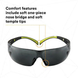 3M SF402AF SecureFit 400 Series Safety Glasses, Anti Fog Anti Scratch, Gray Lens, Black Green Frame (7100112433)  - (20Pack) - 7